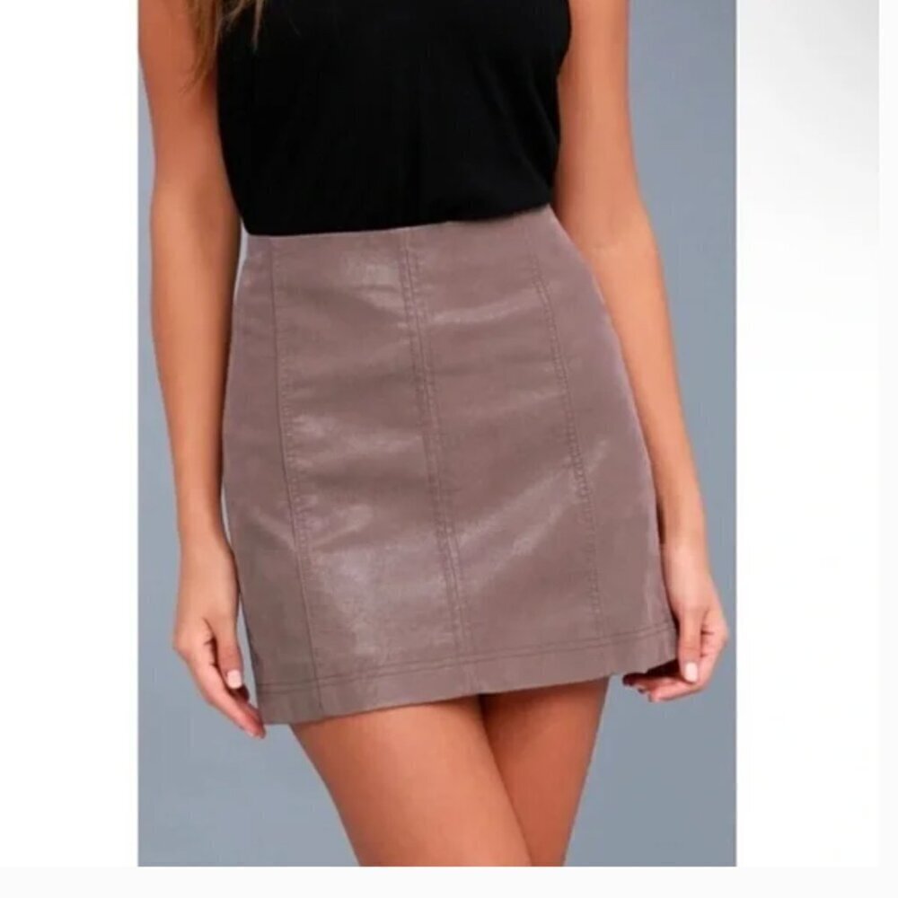 Free People | Mauve Chic Boho Rayon Vegan Leather Biker Mini Skirt 2